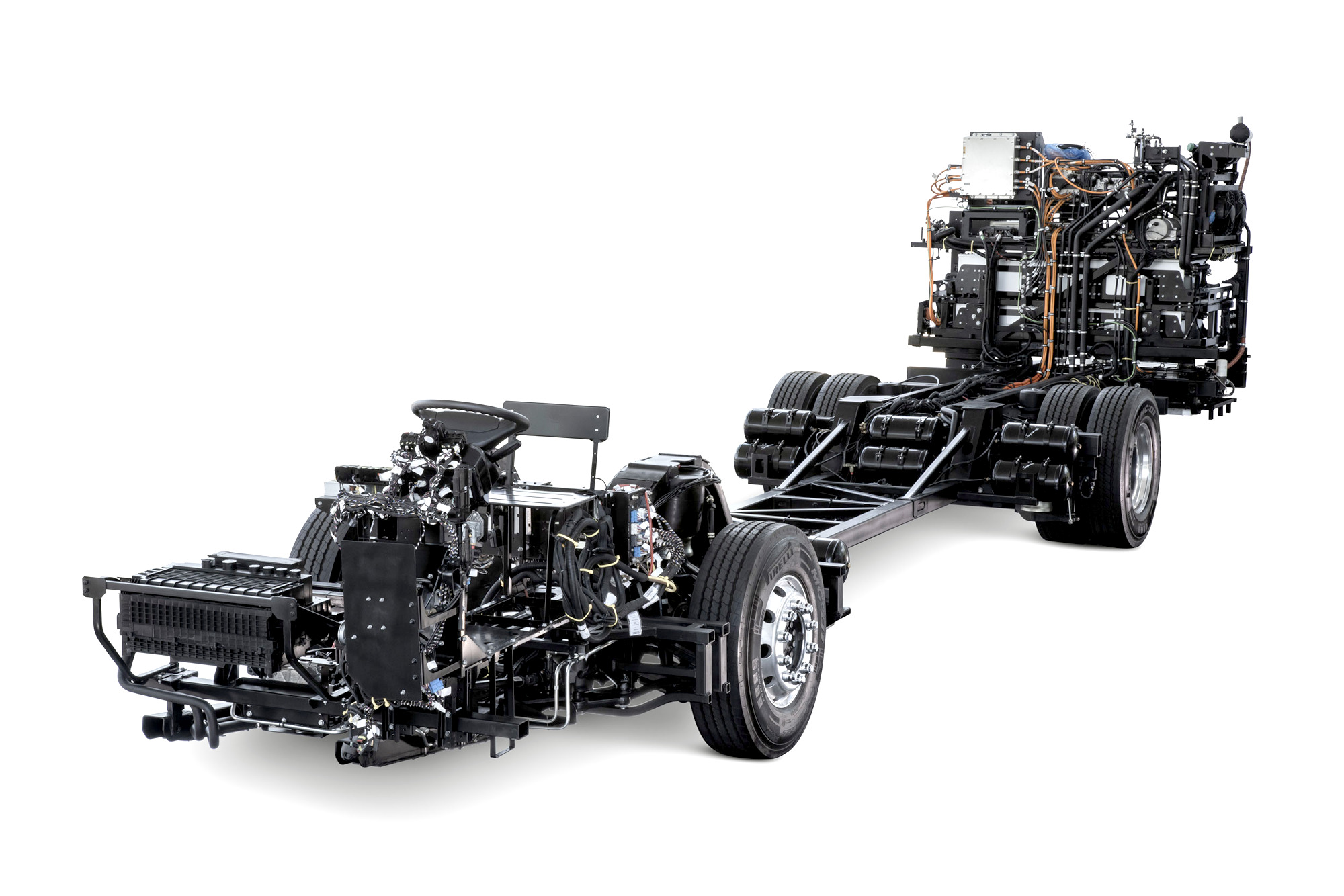 O modelo eO500U da Mercedes-Benz, com fabricação no Brasil, possui uma autonomia de 250 km e capacidade para carroçarias de até 13,2 metros, sendo uma solução tecnológica para o transporte público. O modelo eO500U da Mercedes-Benz, com fabricação no Brasil, possui uma autonomia de 250 km e capacidade para carroçarias de até 13,2 metros, sendo uma solução tecnológica para o transporte público.