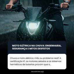 Motos elétricas e chuva: combinação segura ou risco anunciado? A engenharia por trás da vedação de motores, baterias e sistemas de alta tensão mostra que os novos veículos não apenas podem enfrentar dias chuvosos, como foram projetados para isso. A mobilidade elétrica não se limita ao asfalto seco.Leia Mais em nosso Site/App (Link na BIO)#MotoElétrica #MobilidadeElétrica #InovaçãoAutomotiva #FuturoDaMobilidade #EngenhariaElétrica