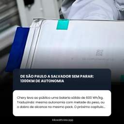 Bateria sólida com 600 Wh/kg e promessa de 1.300 km de alcance. Menos peso, mais eficiência e segurança reforçada. O desafio saiu do laboratório e entrou no cronograma: produção-piloto em 2026, escala a seguir.Leia mais em nosso Site/App (Link na BIO)Hashtags: #MobilidadeElétrica #Baterias #EstadoSólido #VeículosElétricos #Tecnologia #Inovação #Autonomia #TransiçãoEnergética