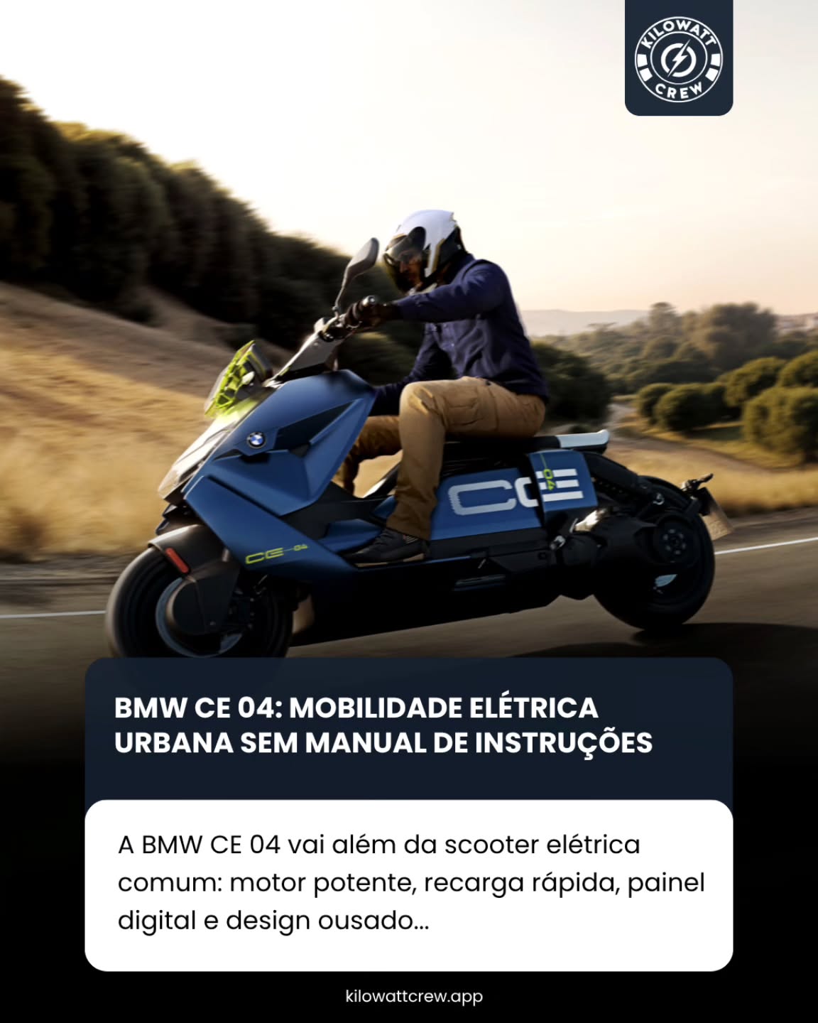 BMW CE 04 redefine a mobilidade elétrica urbana: design futurista, motor de 42 cv, autonomia de até 130 km e painel TFT com conectividade total. Inovação, tecnologia e personalidade em cada detalhe.Leia Mais em nosso Site/App (Link na BIO)#BMWCE04 #MobilidadeElétrica #ScooterElétrica #Inovação #Tecnologia #Urbano #BMWMotorrad #Eficiência