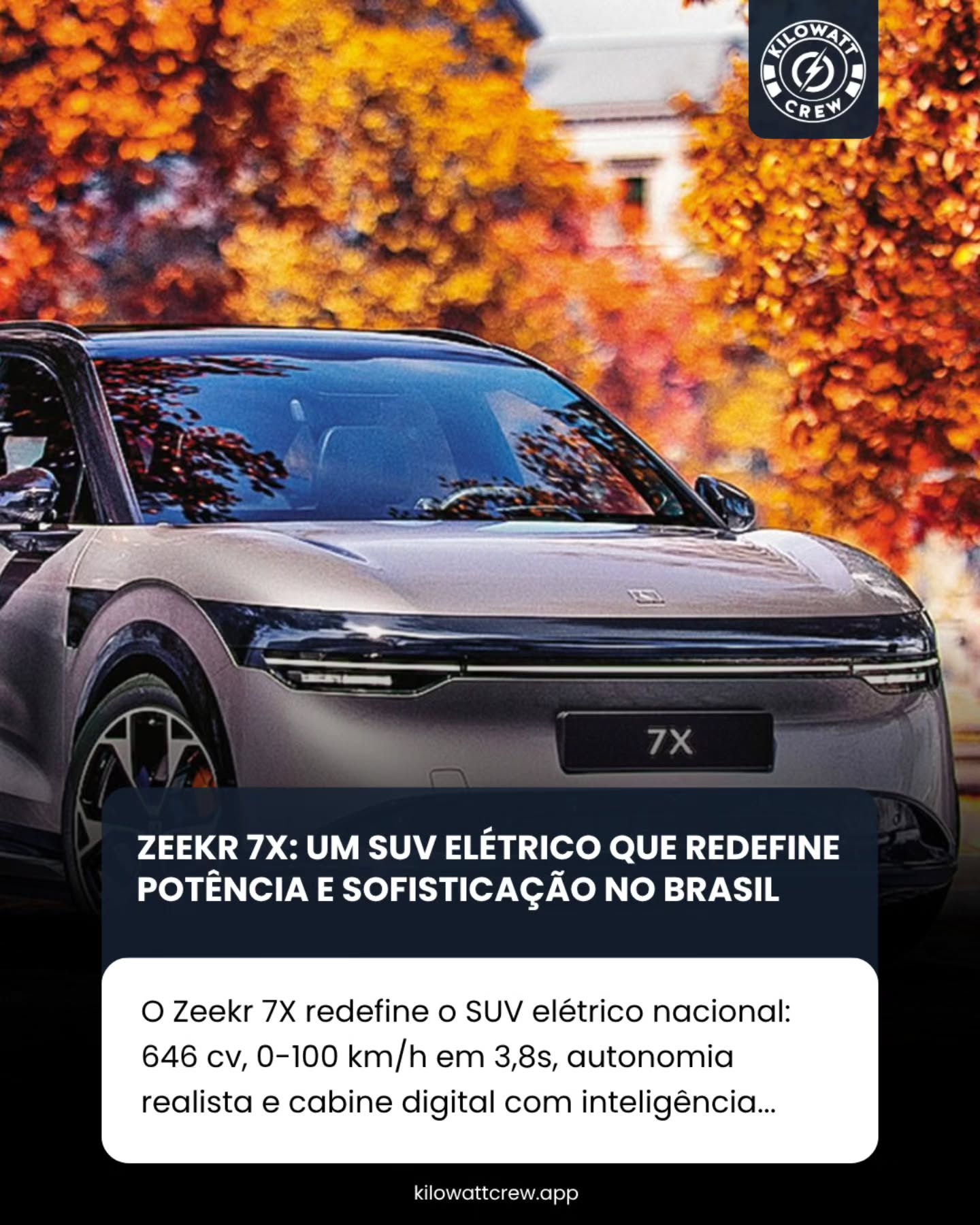 Zeekr 7X estreia no Brasil com 646 cv, tração integral e autonomia de 423 km. Um SUV elétrico que une alta performance, tecnologia embarcada e luxo sustentável. O futuro da mobilidade ganha nova referência.Leia Mais em nosso Site/App (Link na BIO)#Zeekr7X #SUVElétrico #MobilidadeElétrica #Inovação #CarrosElétricos #LuxoSustentável #Tecnologia #Automotivo