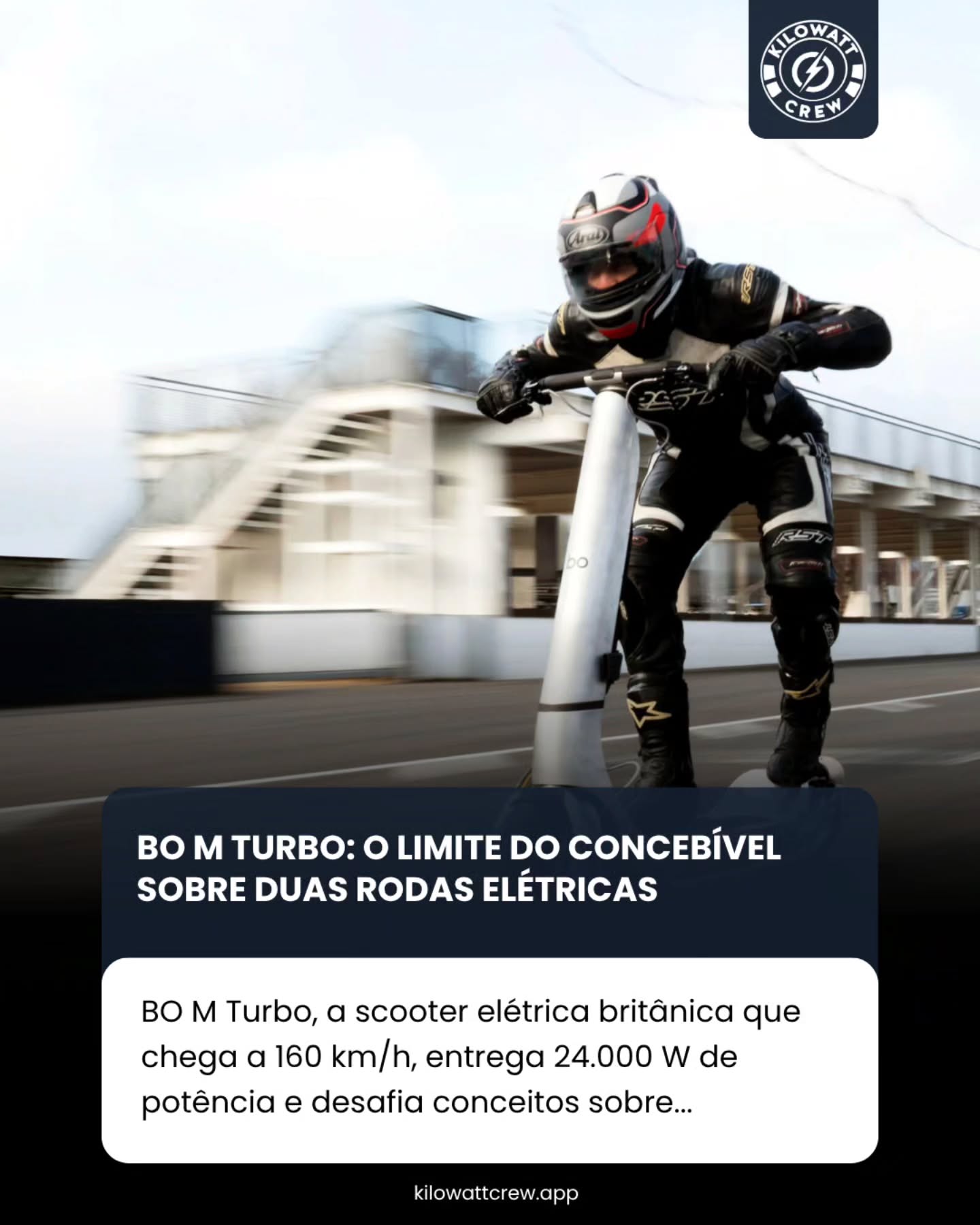 A BO M Turbo redefine os limites das scooters elétricas: 24.000 W de potência, 160 km/h e aceleração comparável a supercarros. Engenharia de elite, chassi aeroespacial e baterias de alta densidade.Leia Mais em nosso Site/App (Link na BIO)#BOMTurbo #ScooterElétrica #MobilidadeElétrica #Inovação #AltaPerformance #Engenharia #Supercarros #Tecnologia